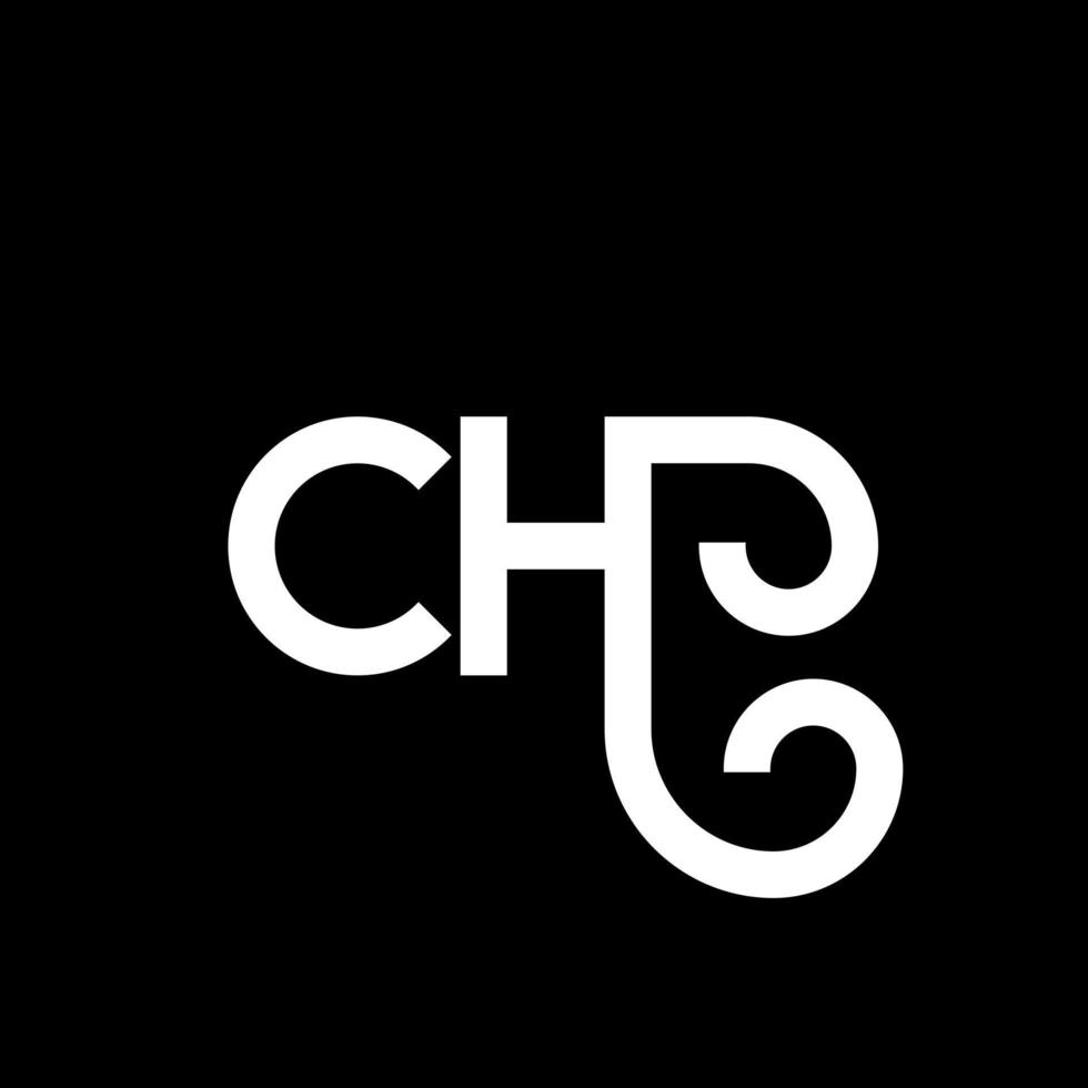 ch carta design de logotipo em fundo preto. ch conceito de logotipo de letra de iniciais criativas. design de letra ch. ch design de letra branca sobre fundo preto. ch, ch logotipo vetor