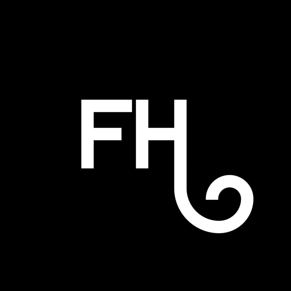 design de logotipo de letra fh em fundo preto. conceito de logotipo de letra de iniciais criativas fh. design de letra fh. fh design de letra branca sobre fundo preto. fh, logo fh vetor