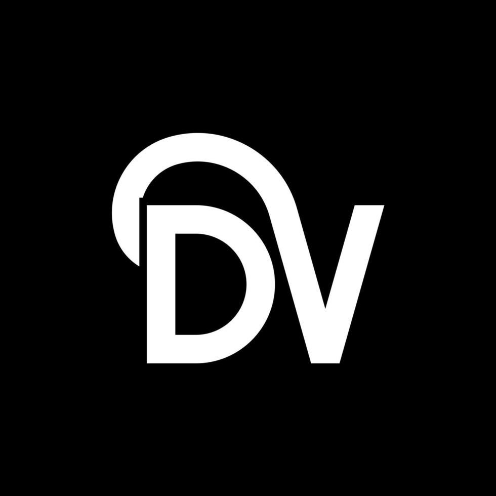 design de logotipo de carta dv em fundo preto. conceito de logotipo de letra de iniciais criativas dv. design de letra dv. dv desenho de letra branca sobre fundo preto. dv, logotipo dv vetor