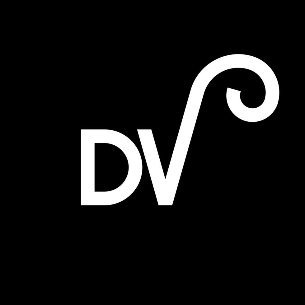 design de logotipo de carta dv em fundo preto. conceito de logotipo de letra de iniciais criativas dv. design de letra dv. dv desenho de letra branca sobre fundo preto. dv, logotipo dv vetor