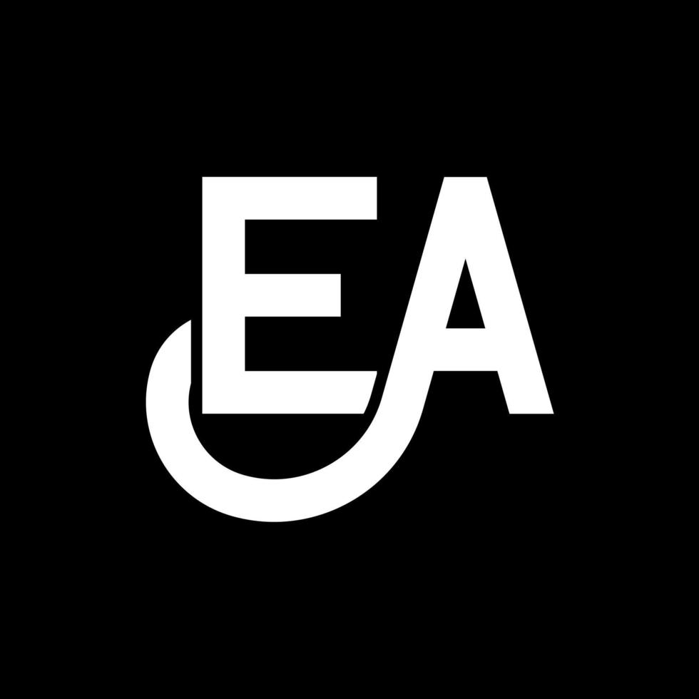 e design de logotipo de carta em fundo preto. um conceito de logotipo de letra de iniciais criativas. um desenho de letra. um desenho de letra branca sobre fundo preto. ea, ea logo vetor