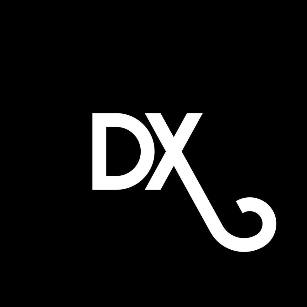 design de logotipo de letra dx em fundo preto. conceito de logotipo de letra de iniciais criativas dx. design de letra dx. dx desenho de letra branca sobre fundo preto. dx, logotipo dx vetor