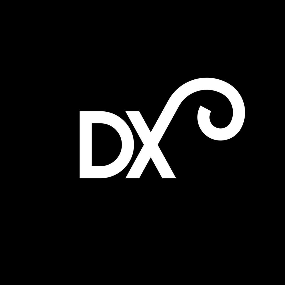 design de logotipo de letra dx em fundo preto. conceito de logotipo de letra de iniciais criativas dx. design de letra dx. dx desenho de letra branca sobre fundo preto. dx, logotipo dx vetor