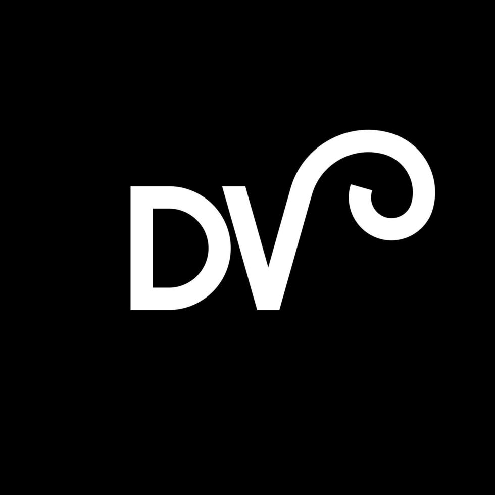 design de logotipo de carta dv em fundo preto. conceito de logotipo de letra de iniciais criativas dv. design de letra dv. dv desenho de letra branca sobre fundo preto. dv, logotipo dv vetor