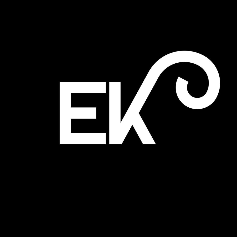 design de logotipo de carta ek em fundo preto. ek conceito de logotipo de letra de iniciais criativas. ek design de letras. ek design de letra branca sobre fundo preto. ek, ek logotipo vetor