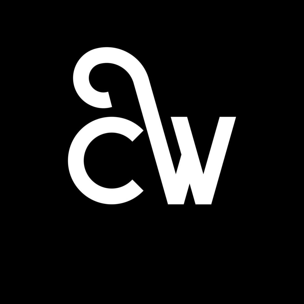 cw carta logotipo design em fundo preto. conceito de logotipo de letra de iniciais criativas cw. design de letra cw. cw design de letra branca sobre fundo preto. cw, logotipo cw vetor