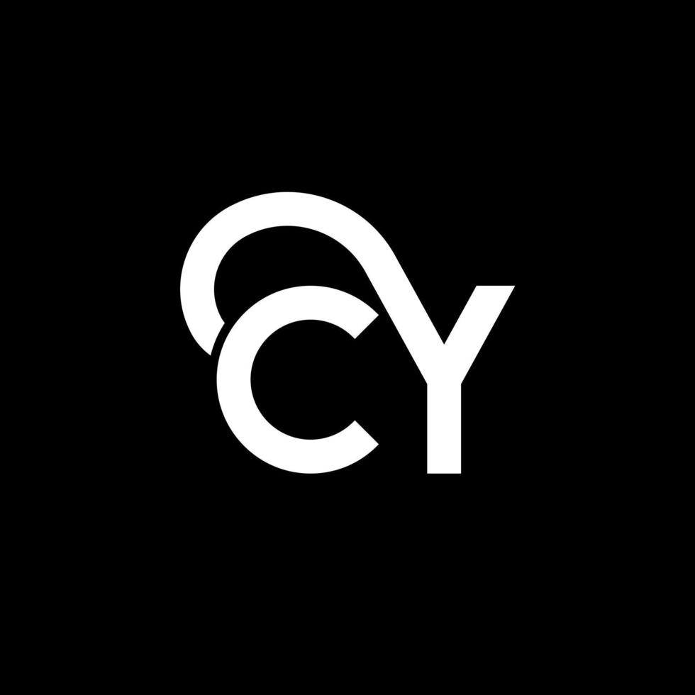 design de logotipo de carta cy em fundo preto. cy conceito de logotipo de letra de iniciais criativas. design de carta cy. cy design de letra branca sobre fundo preto. cy, cy logotipo vetor