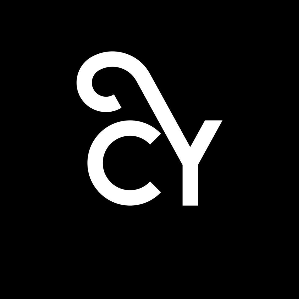 design de logotipo de carta cy em fundo preto. cy conceito de logotipo de letra de iniciais criativas. design de carta cy. cy design de letra branca sobre fundo preto. cy, cy logotipo vetor