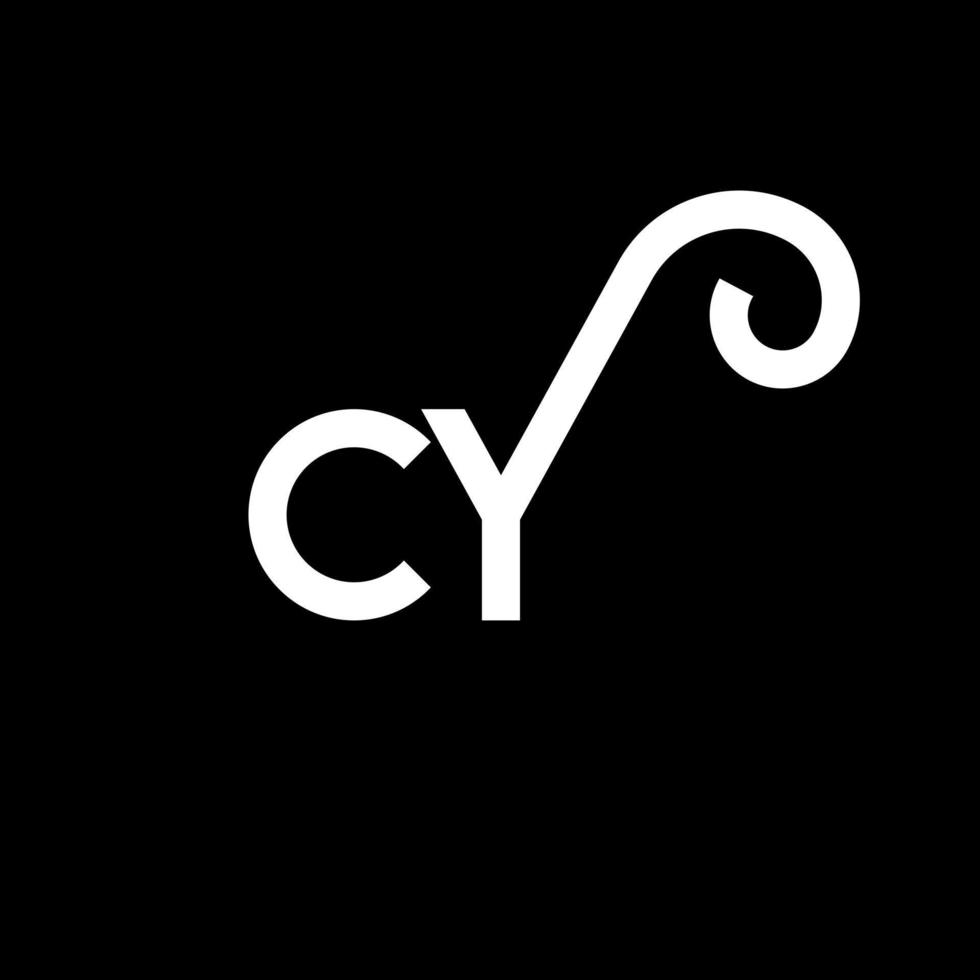 design de logotipo de carta cy em fundo preto. cy conceito de logotipo de letra de iniciais criativas. design de carta cy. cy design de letra branca sobre fundo preto. cy, cy logotipo vetor