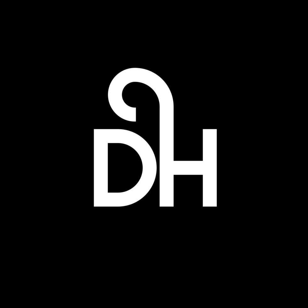 design de logotipo de letra dh em fundo preto. dh conceito de logotipo de letra de iniciais criativas. design de letra dh. dh desenho de letra branca sobre fundo preto. dh, dh logotipo vetor