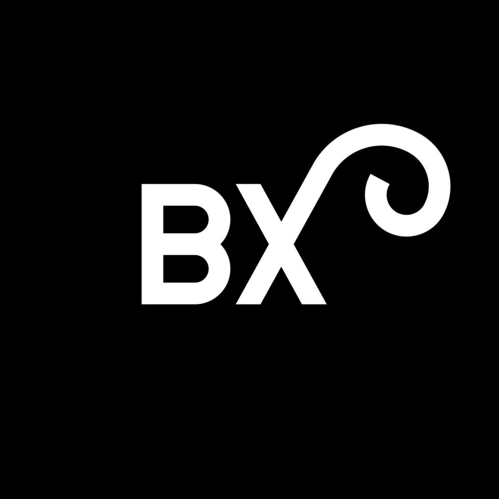 design de logotipo de letra bx em fundo preto. conceito de logotipo de letra de iniciais criativas bx. design de letra bx. bx design de letra branca sobre fundo preto. bx, logotipo bx vetor