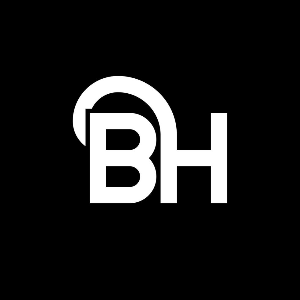 design de logotipo de letra bh em fundo preto. bh conceito de logotipo de letra de iniciais criativas. design de letra bh. bh desenho de letra branca sobre fundo preto. bh, logo bh vetor