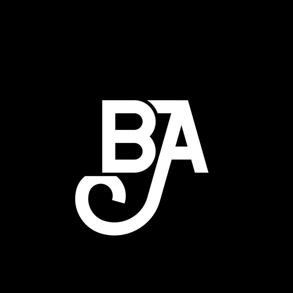 ba carta design de logotipo em fundo preto. ba conceito de logotipo de letra de iniciais criativas. ba design de letras. ba desenho de letra branca sobre fundo preto. ba, logotipo ba vetor