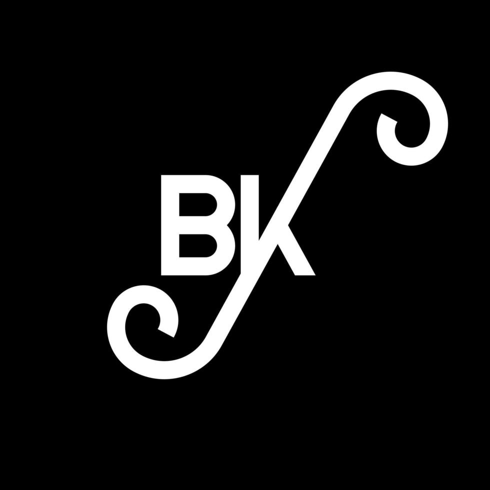 design de logotipo de letra bk em fundo preto. bk conceito de logotipo de letra de iniciais criativas. design de letra bk. bk design de letra branca sobre fundo preto. bk, logotipo bk vetor