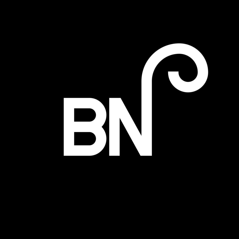 design de logotipo de carta bn em fundo preto. bn conceito de logotipo de letra de iniciais criativas. design de letra bn. bn design de letra branca sobre fundo preto. bn, logotipo bn vetor
