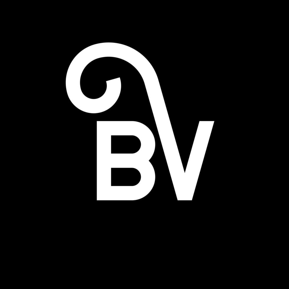 design de logotipo de carta bv em fundo preto. bv conceito de logotipo de letra de iniciais criativas. bv design de letras. bv design de letra branca sobre fundo preto. bv, logo bv vetor