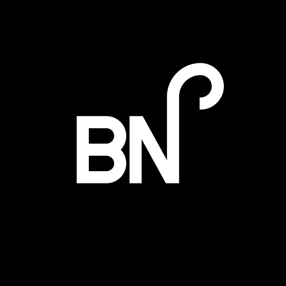design de logotipo de carta bn em fundo preto. bn conceito de logotipo de letra de iniciais criativas. design de letra bn. bn design de letra branca sobre fundo preto. bn, logotipo bn vetor