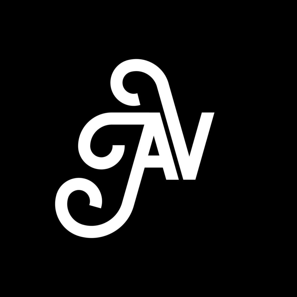 design de logotipo de carta av em fundo preto. conceito de logotipo de letra de iniciais criativas av. design de letra av. av design de letra branca sobre fundo preto. av, logotipo av vetor