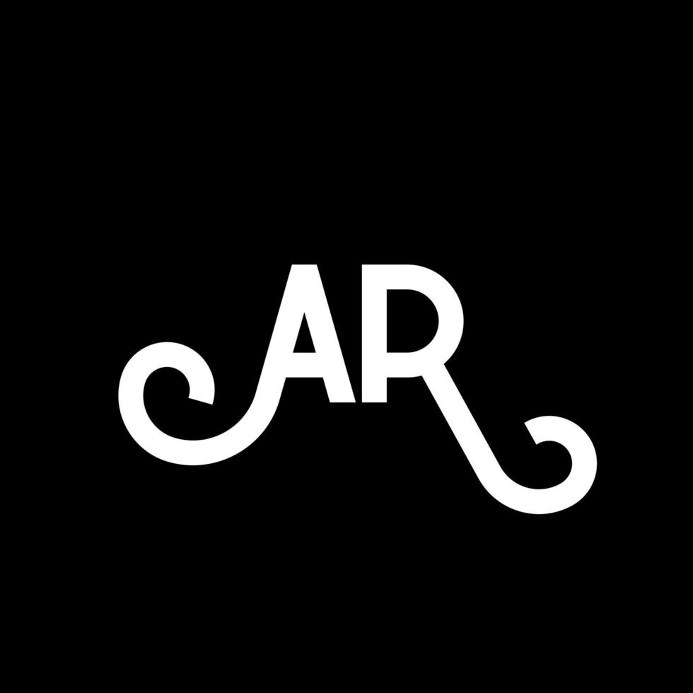 ar carta design de logotipo em fundo preto. ar conceito de logotipo de letra inicial criativa. ar design de letras. ar desenho de letra branca sobre fundo preto. ar, ar logotipo vetor