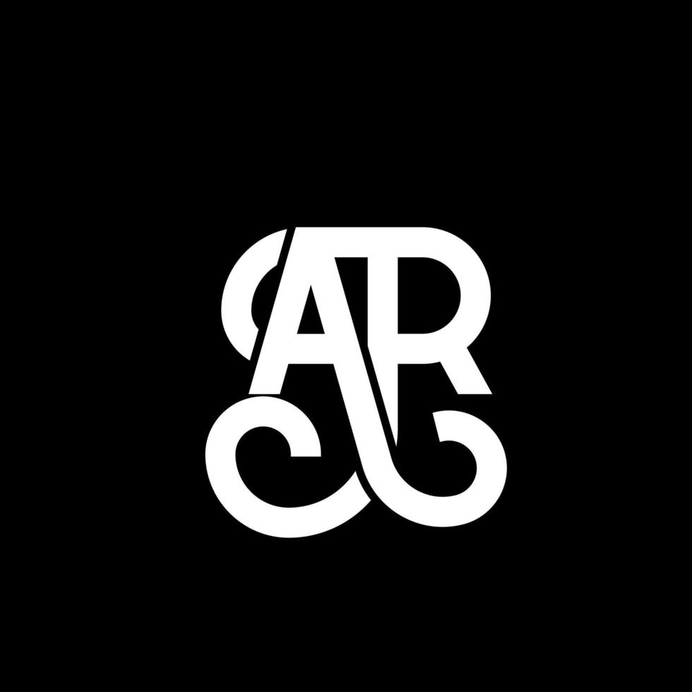 ar carta design de logotipo em fundo preto. ar conceito de logotipo de letra inicial criativa. ar design de letras. ar desenho de letra branca sobre fundo preto. ar, ar logotipo vetor