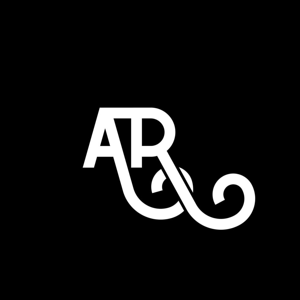 ar carta design de logotipo em fundo preto. ar conceito de logotipo de letra inicial criativa. ar design de letras. ar desenho de letra branca sobre fundo preto. ar, ar logotipo vetor