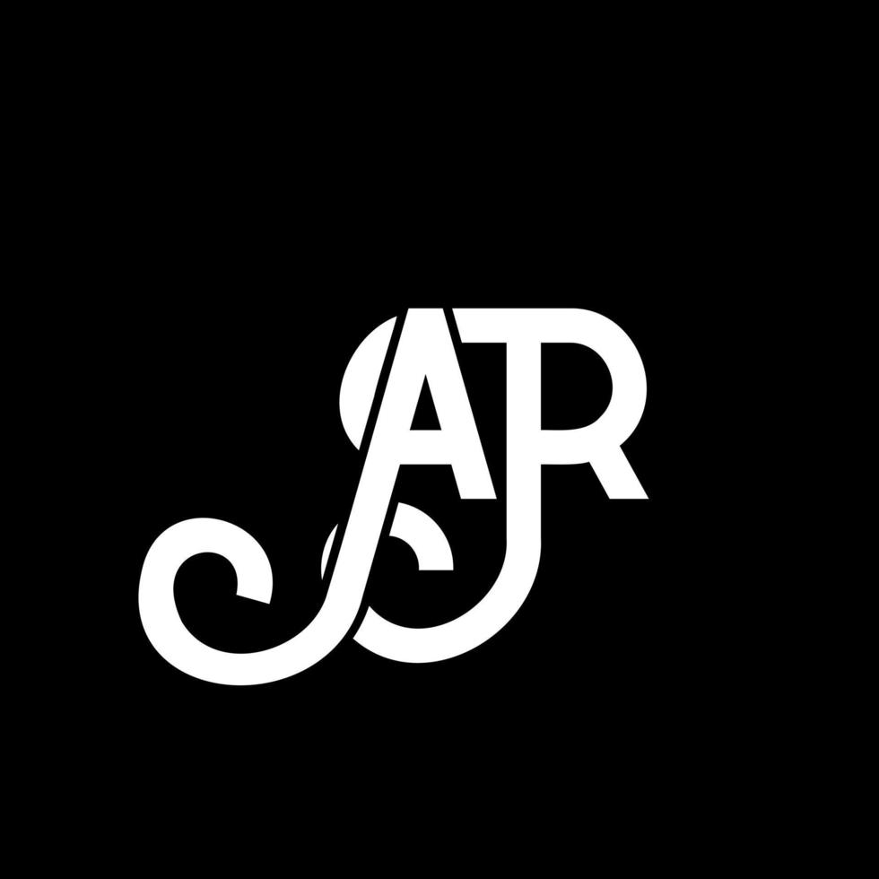 ar carta design de logotipo em fundo preto. ar conceito de logotipo de letra inicial criativa. ar design de letras. ar desenho de letra branca sobre fundo preto. ar, ar logotipo vetor