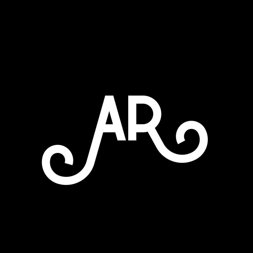 ar carta design de logotipo em fundo preto. ar conceito de logotipo de letra inicial criativa. ar design de letras. ar desenho de letra branca sobre fundo preto. ar, ar logotipo vetor