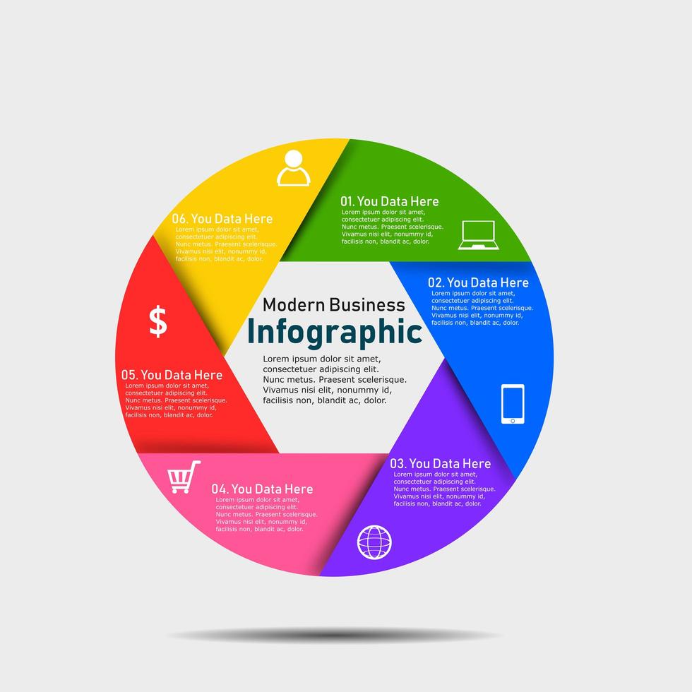 gráfico de infográfico de negócios circular colorido vetor
