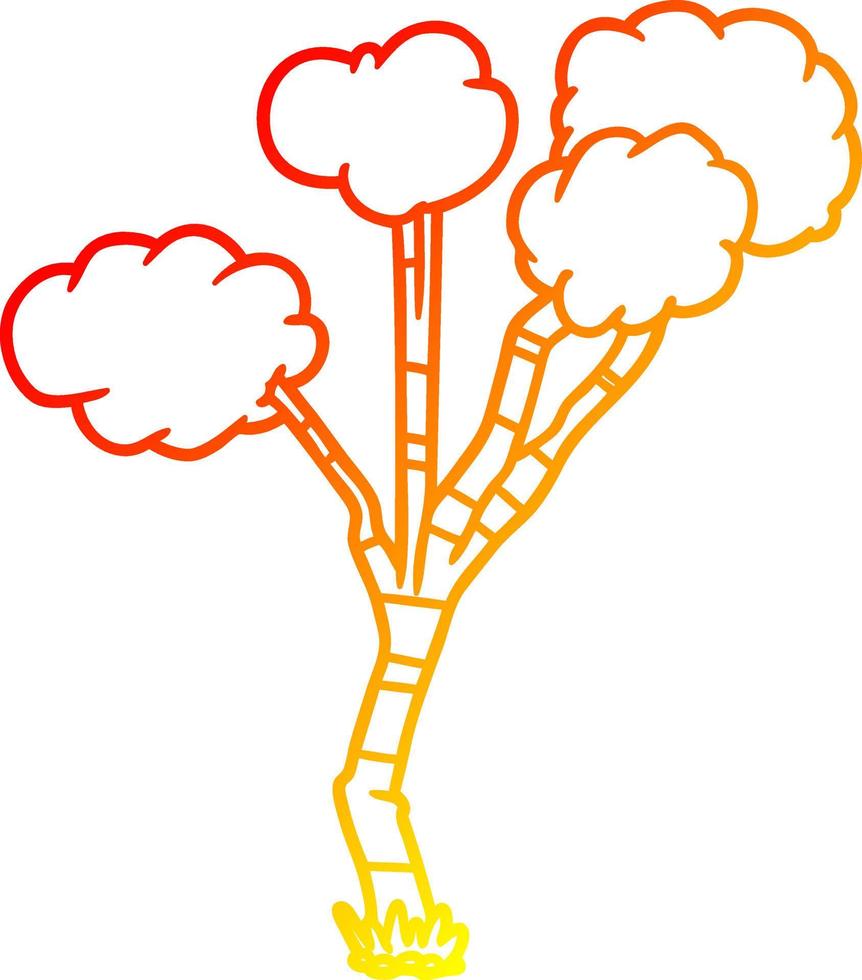 árvore esparsa dos desenhos animados de desenho de linha de gradiente quente vetor