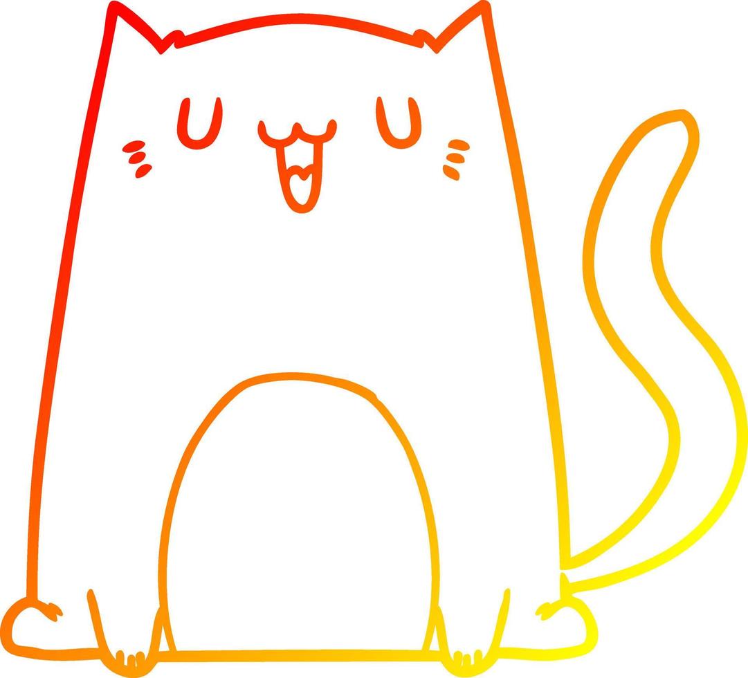 linha de gradiente quente desenhando gato de desenho animado engraçado vetor