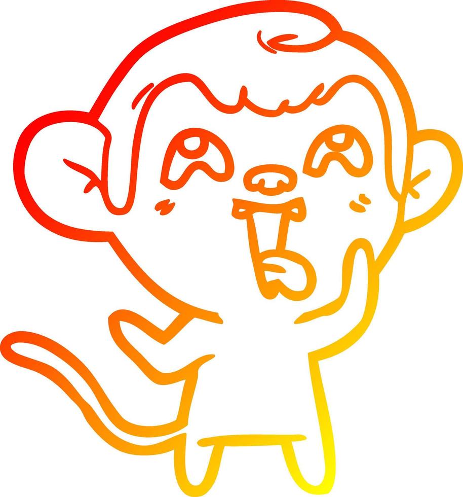 linha de gradiente quente desenhando macaco de desenho animado louco vetor
