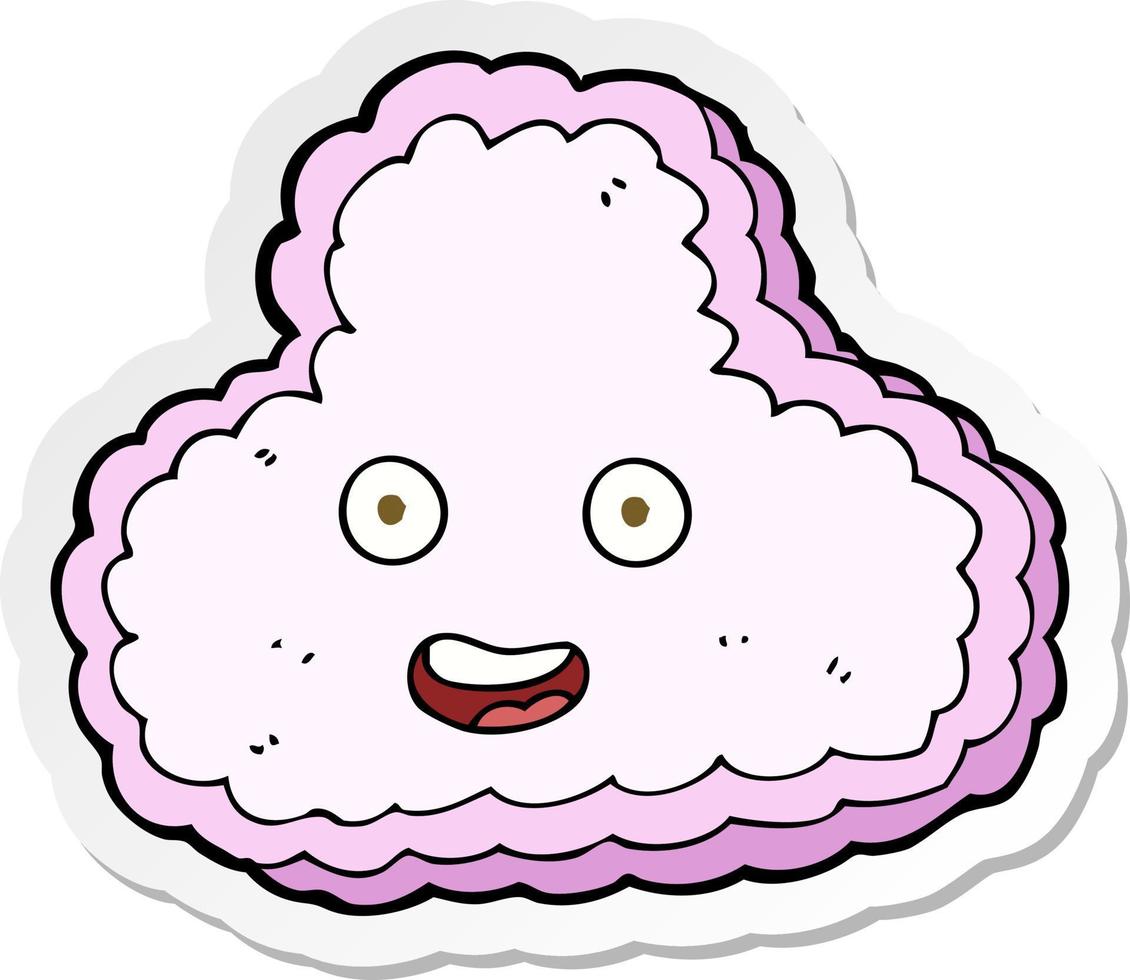 adesivo de uma nuvem rosa feliz de desenho animado vetor