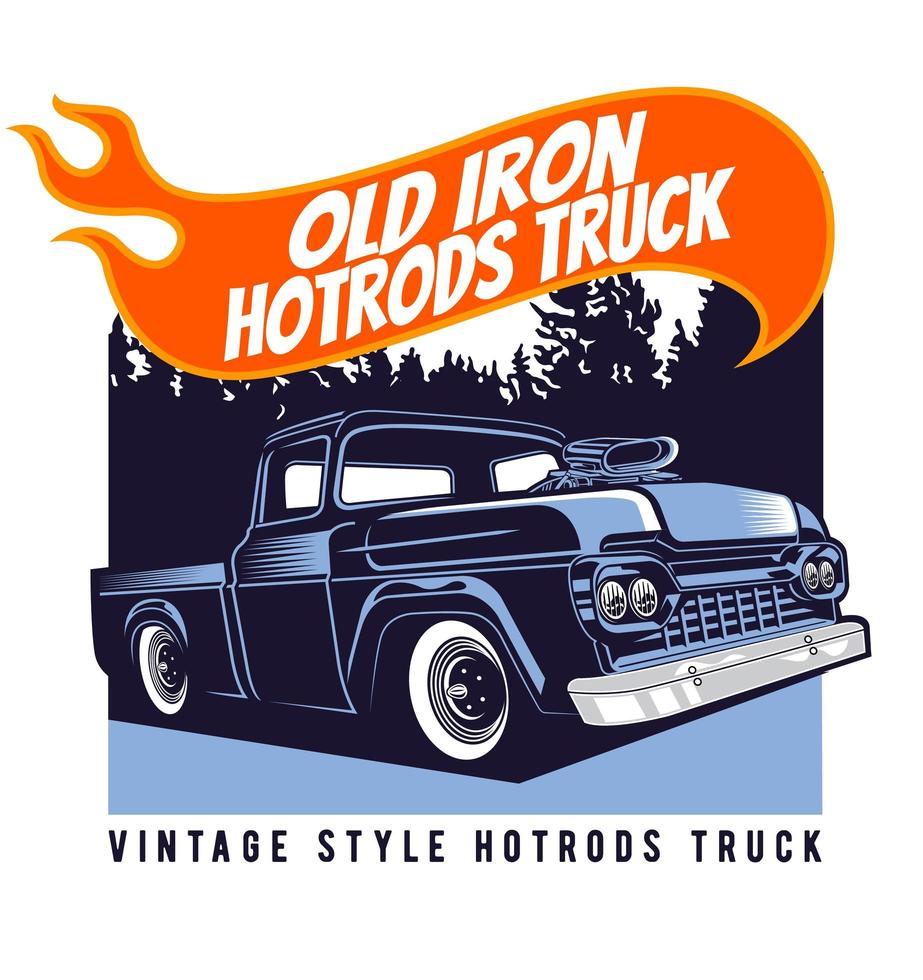 cartaz azul clássico do caminhão do hot rod vetor