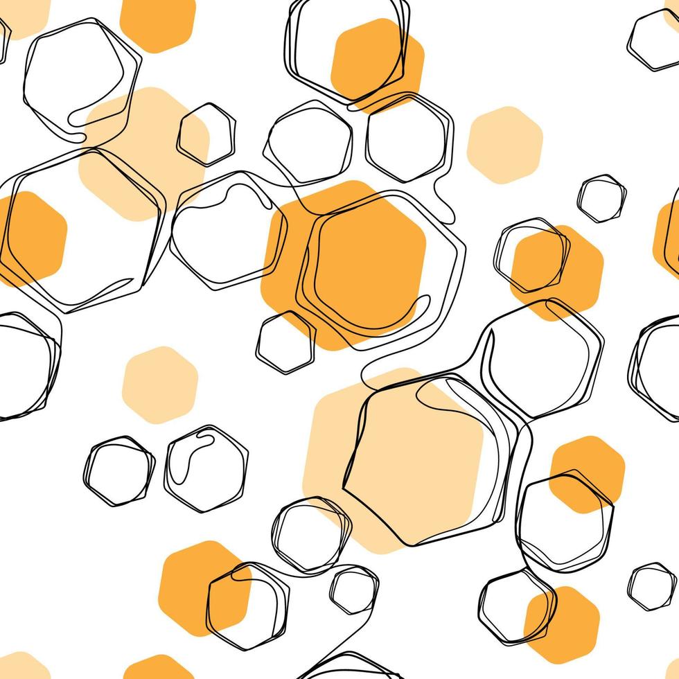 padrão sem emenda de hexágonos, desenho de linha abstrata textura vetorial sem costura com favos de mel, desenho de mão de estilo doodle hexágonos fundo abstrato moderno para design de papel de parede, envolvimento, papel de capa, tecido vetor