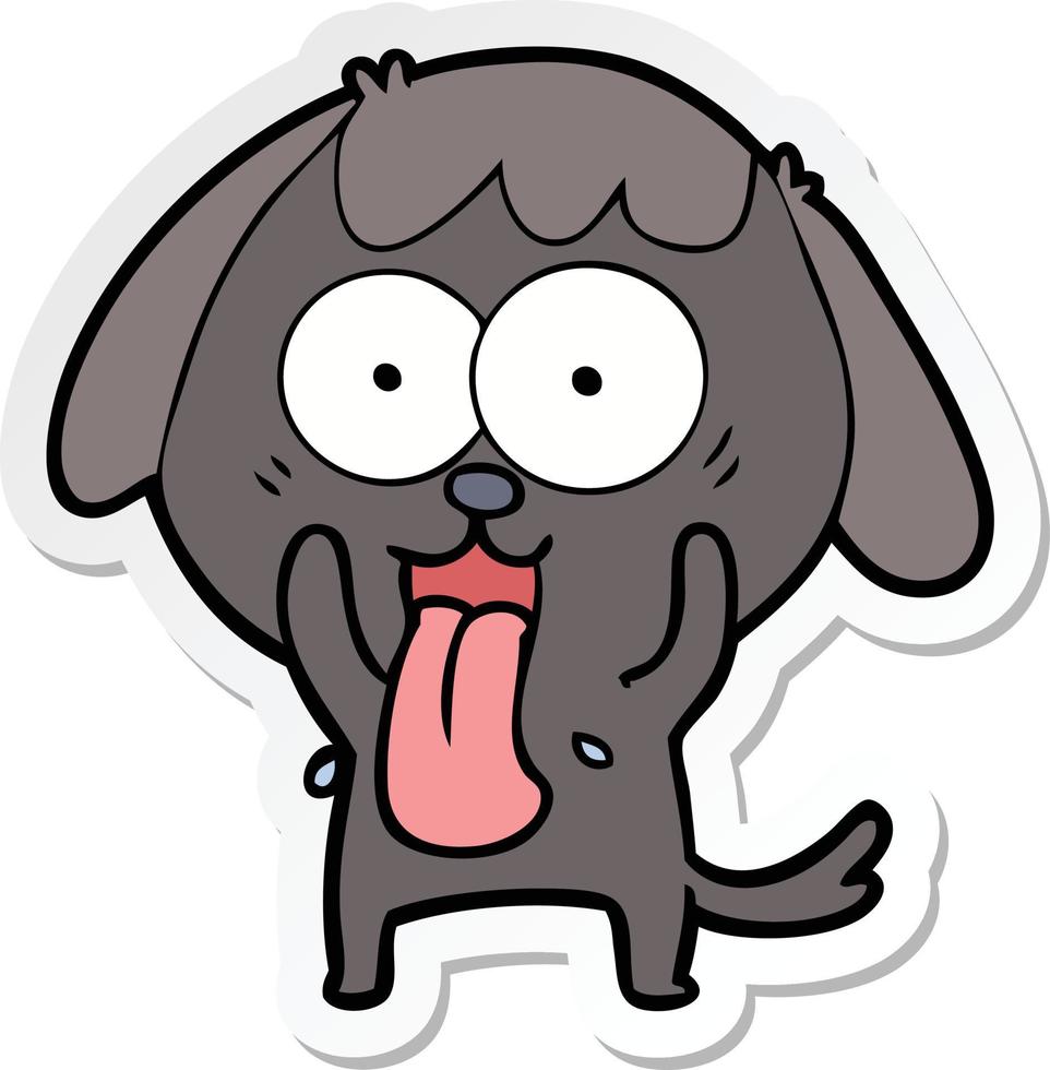 adesivo de um cachorro fofo de desenho animado vetor