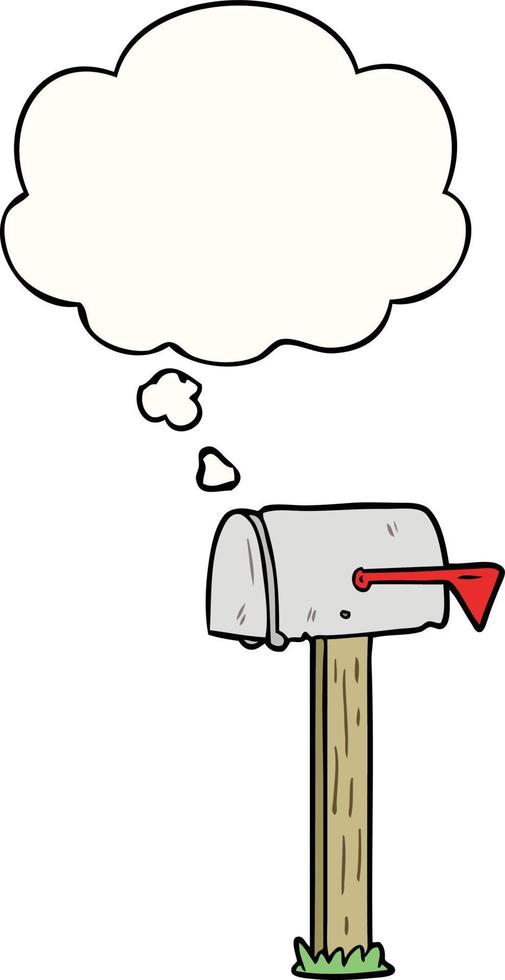 caixa de correio de desenho animado e balão de pensamento vetor