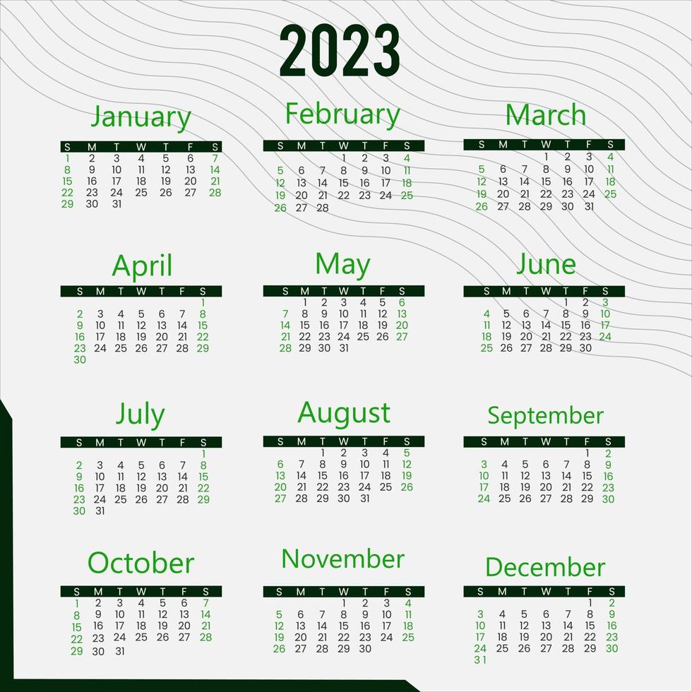 calendário 2023 design profissional único e criativo vetor