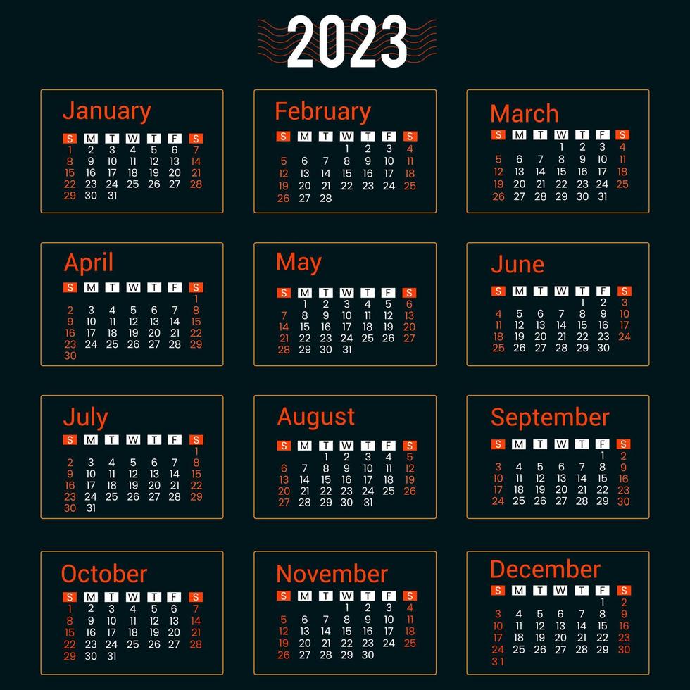 calendário 2023 design profissional único e criativo vetor