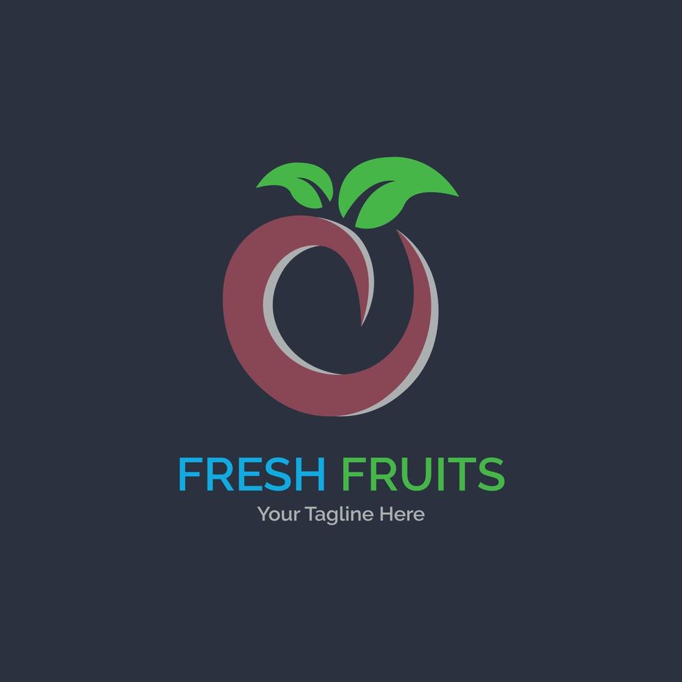 design de modelo de logotipo moderno de frutas frescas para marca ou empresa e outros vetor