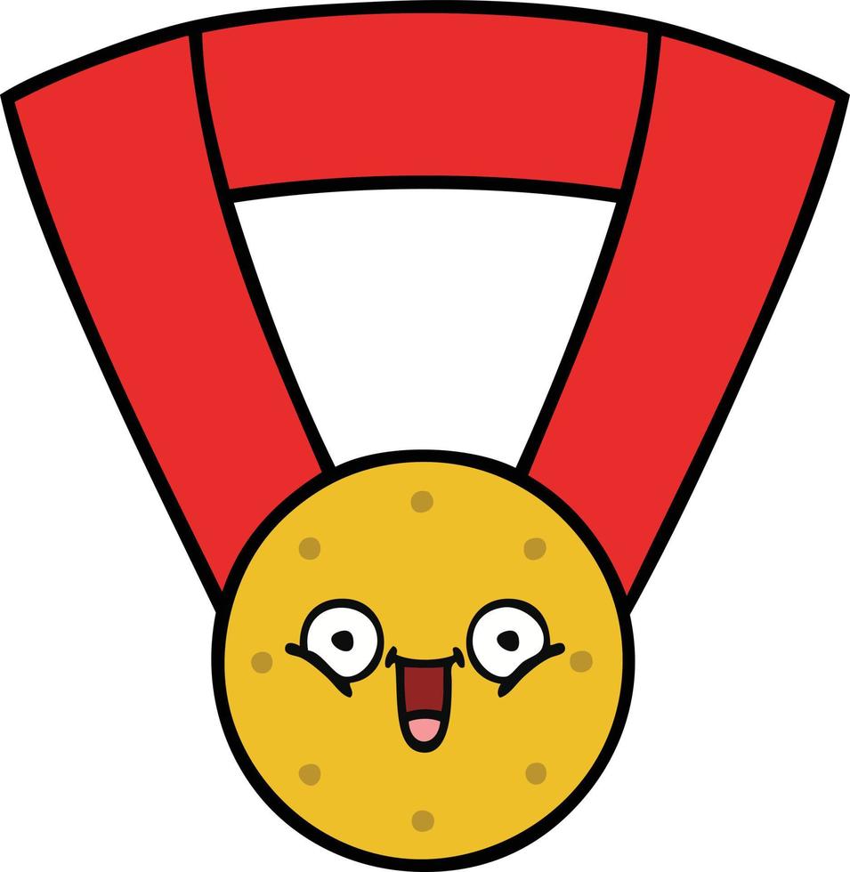 medalha de ouro bonito dos desenhos animados vetor