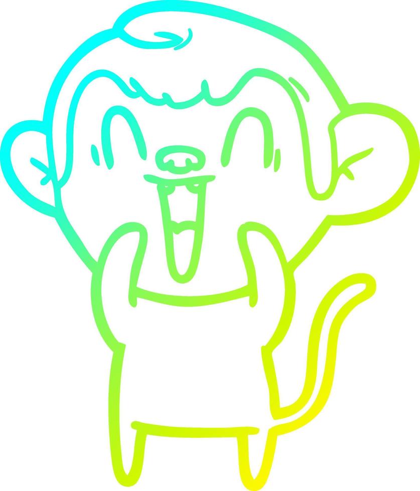 desenho de linha de gradiente frio desenho animado macaco rindo vetor