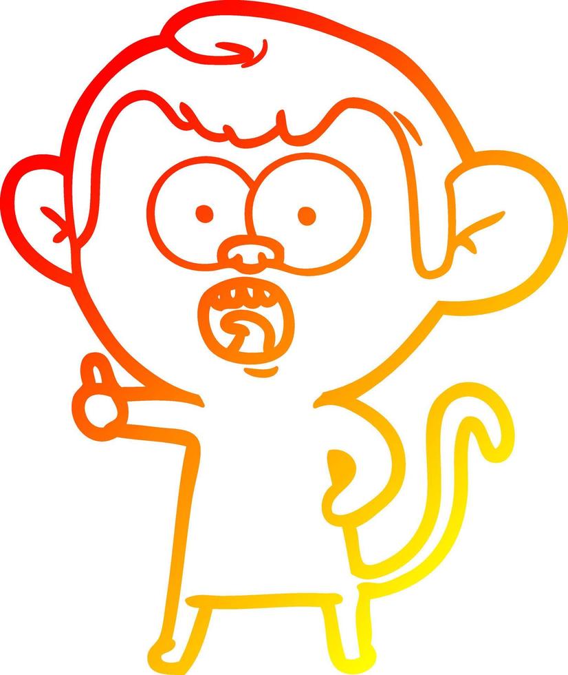 desenho de linha de gradiente quente desenho animado macaco chocado vetor