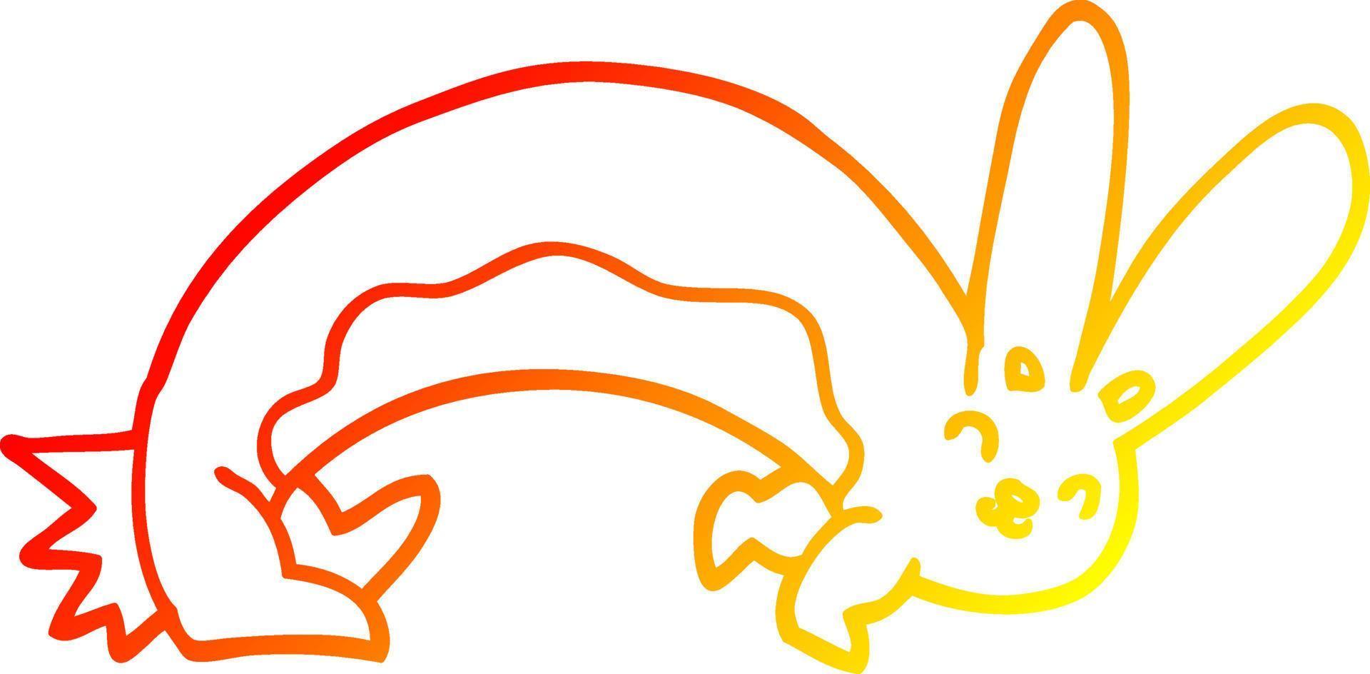 linha de gradiente quente desenhando coelho de desenho animado engraçado vetor