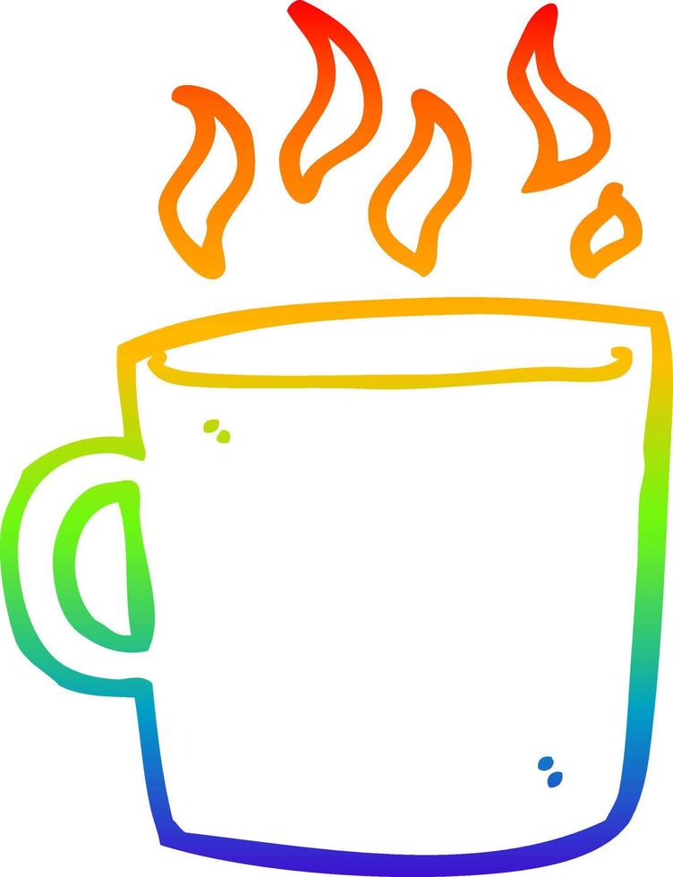 desenho de linha de gradiente de arco-íris desenho de xícara de café quente vetor