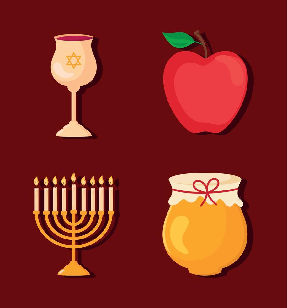 quatro ícones do yom kippur vetor