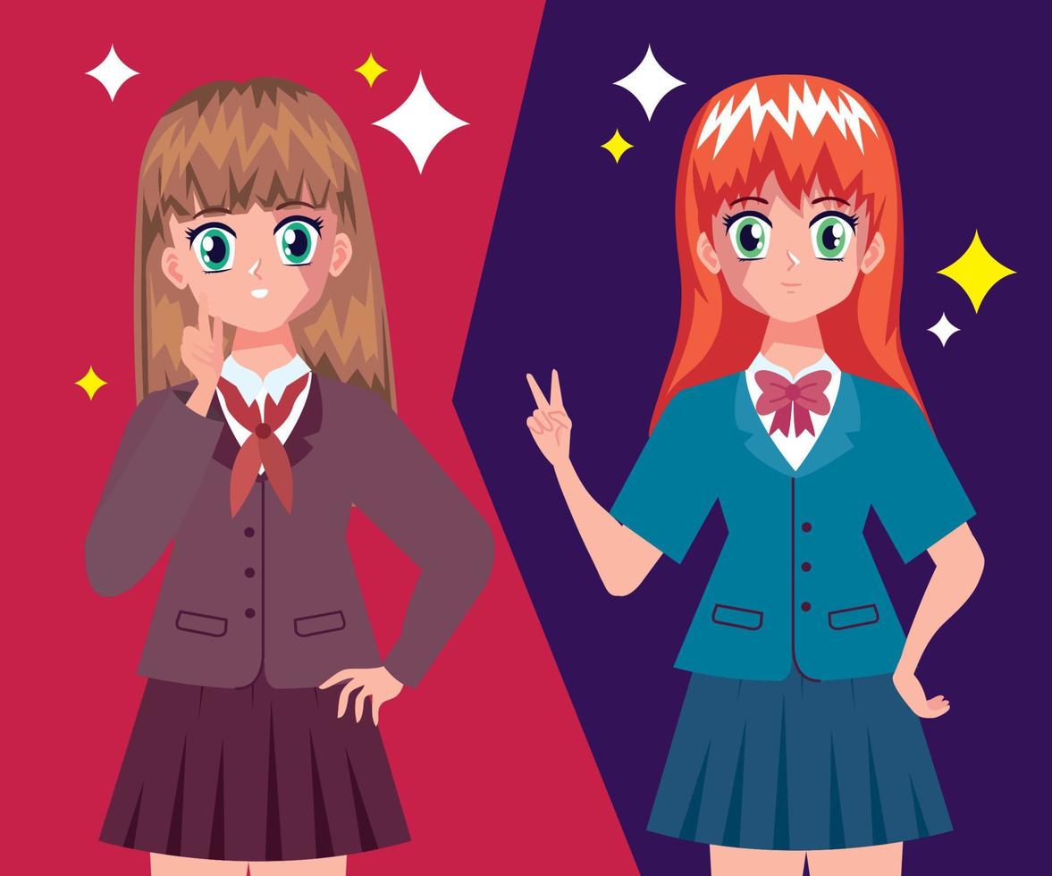 meninas estudantes de anime vetor