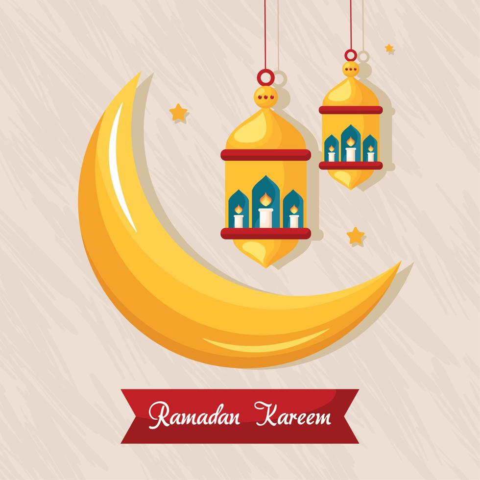 letras de ramadan kareem em fita vetor