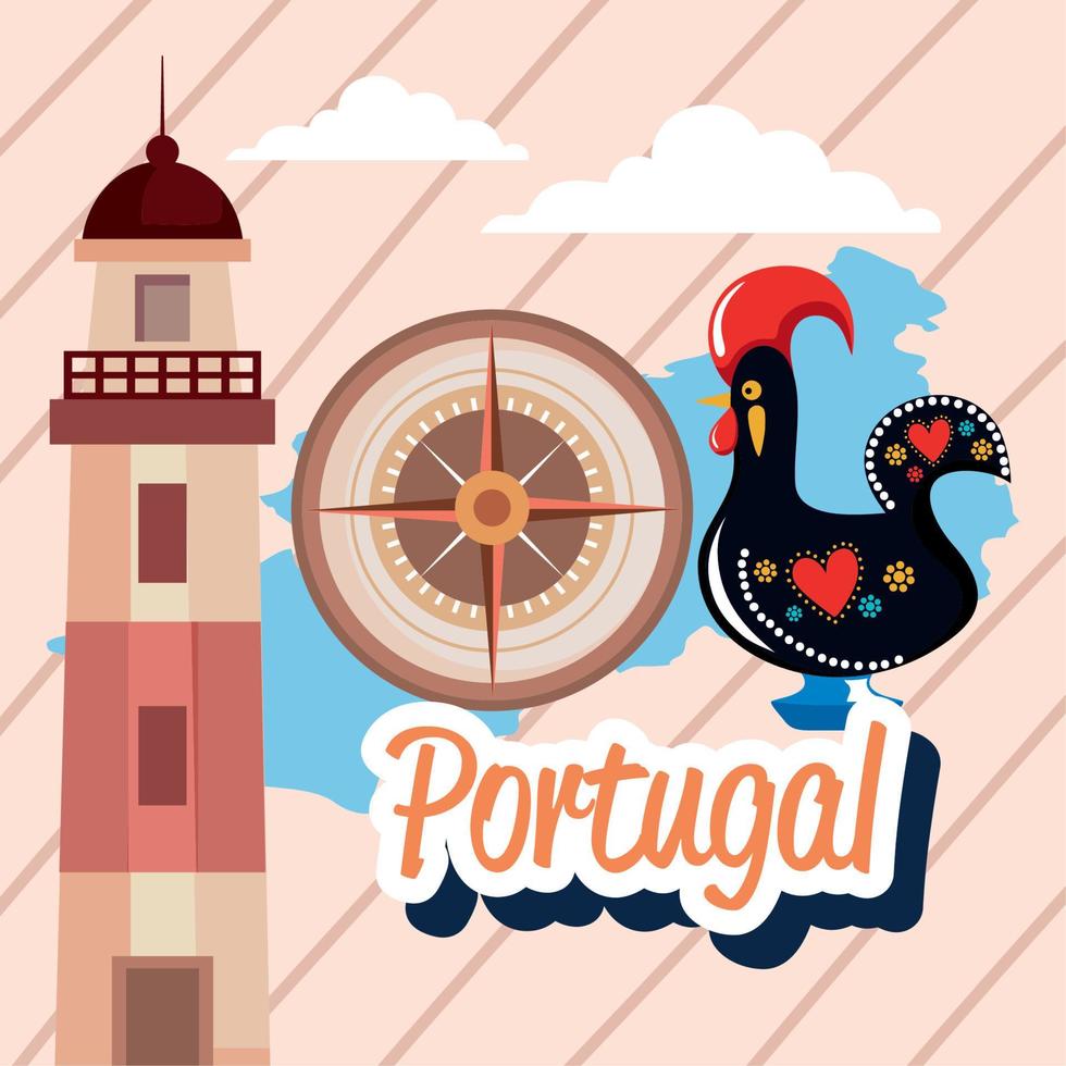 letras de portugal com galo vetor