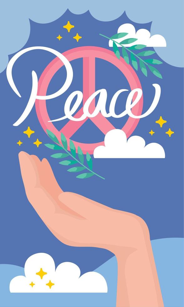 palavra de paz com símbolo vetor