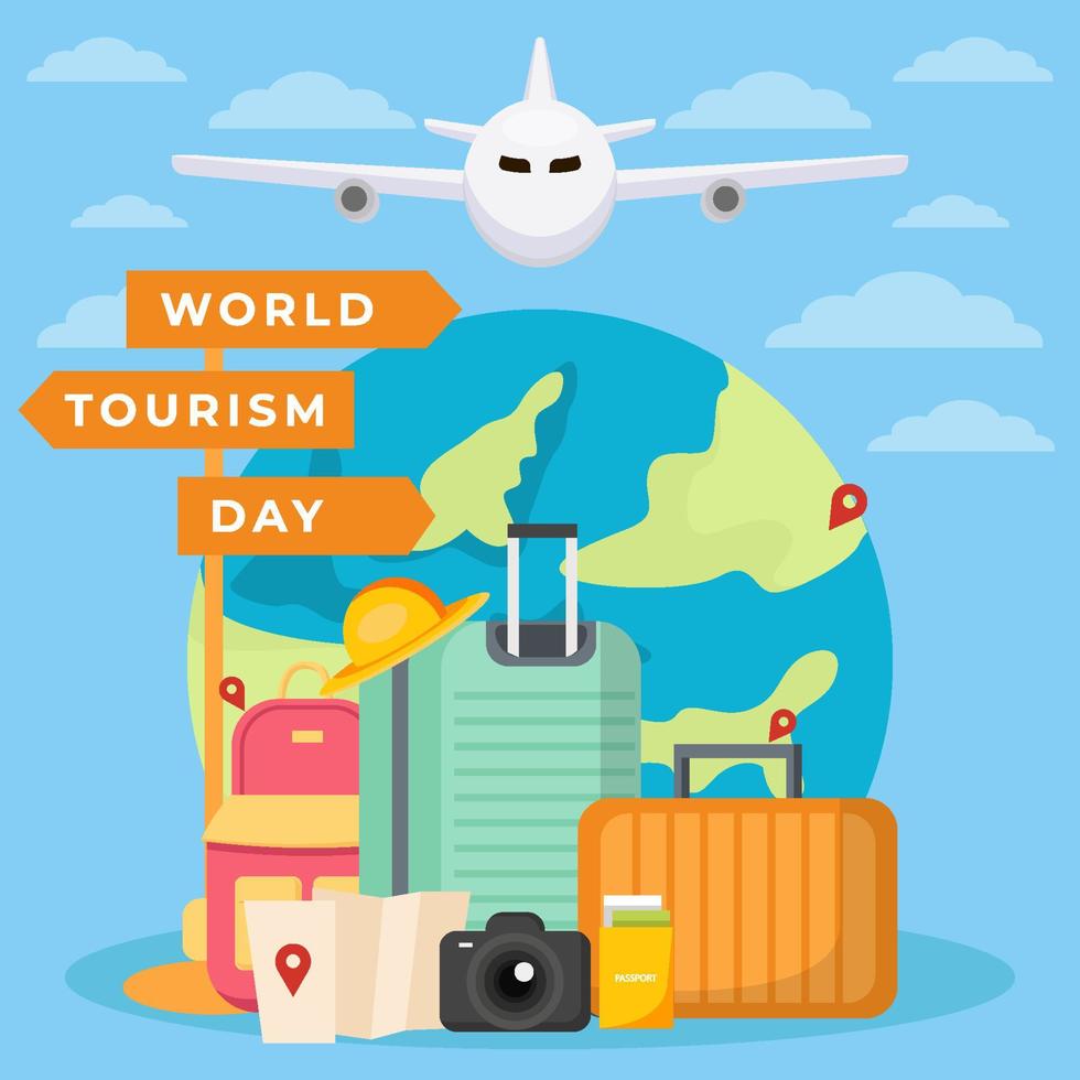 ilustração do dia mundial do turismo plana vetor